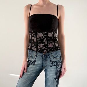 Rinascimento black and pink lace corset